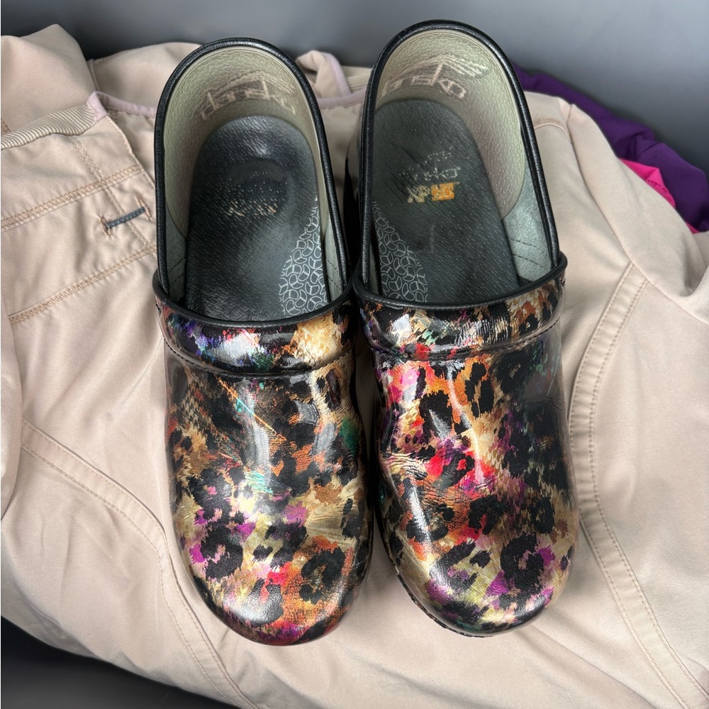 Dansko Multicolor Leopard Print Women's Clogs